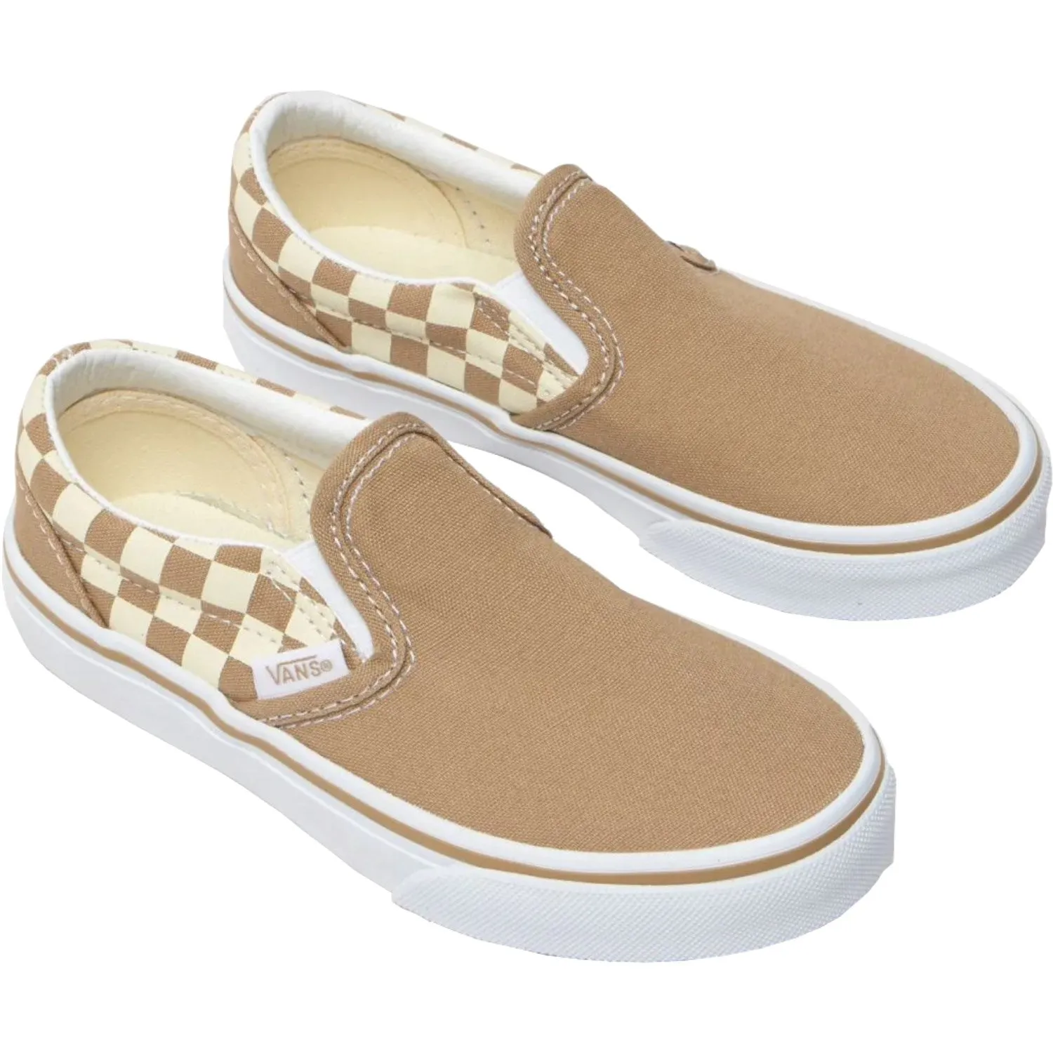 VANS Neutral Karomuster BRAUN/WEIß Klassische Slip-On Vans im neutralen Karomuster